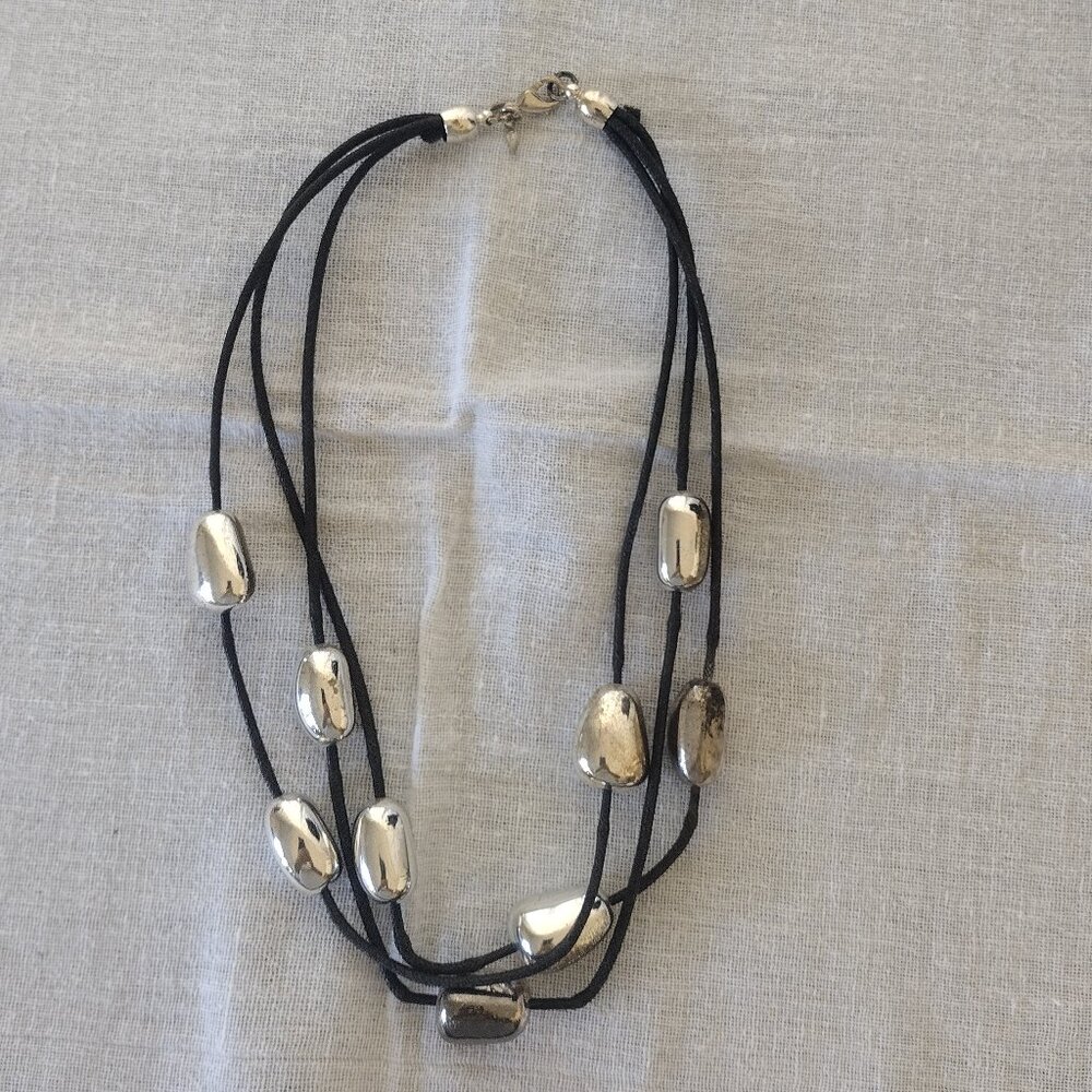 Avon Multistrand Corded Necklace Silver Tone - Picture 5 of 11